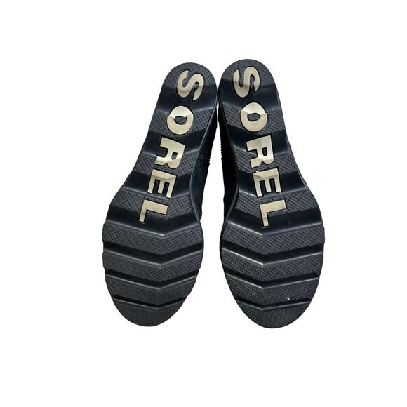 Sorel Joan of Arctic Wedge Chelsea Black Leather Waterproof Ankle Boots Size 9 - Picture 2 of 12